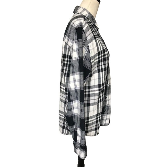Zara Womens Black White Plaid Flannel Shacket Oversized Relaxed Fit Button Up S - Picture 5 of 10
